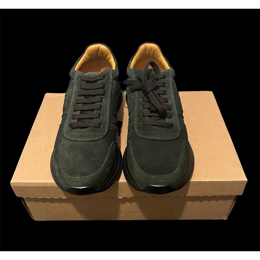 Ralph Lauren Purple Label Ethan II Dark Green Calf Suede Sneakers Mens 8D Italy